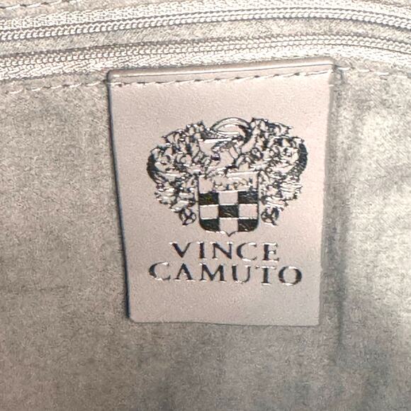 VINCE CAMUTO Casia Patchwork Tote Bag Dark Green Pebbled Leather Suede Boho - Picture 10 of 15